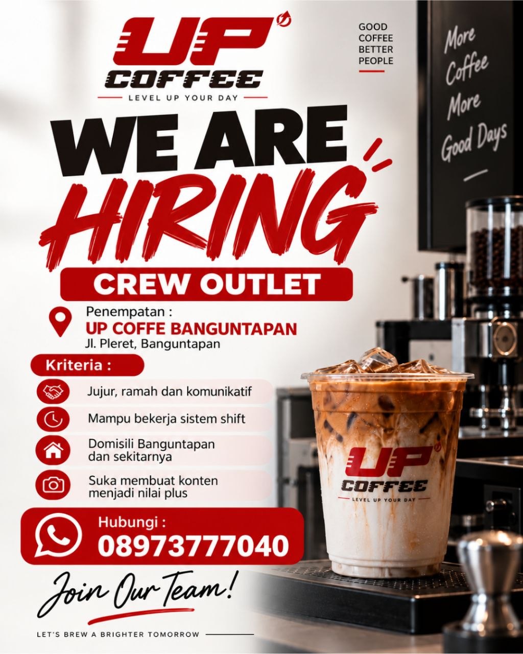 Poster lowongan UP COFFEE