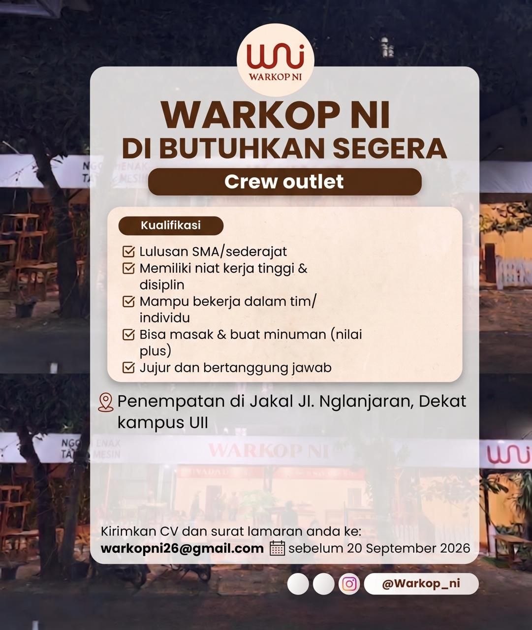 Poster lowongan WARKOP NI