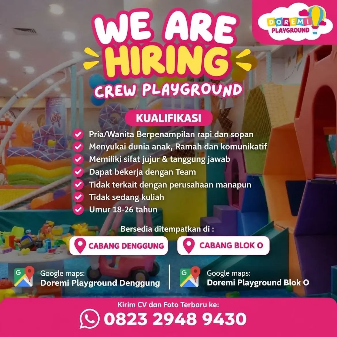 Poster lowongan Doremi Playground