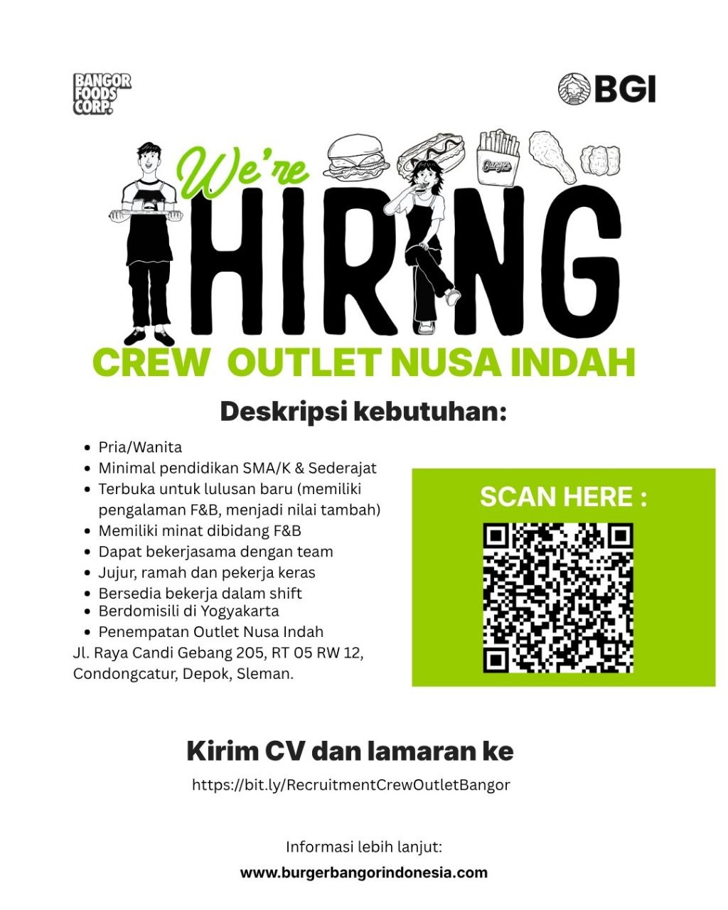 Poster lowongan Burger Bangor