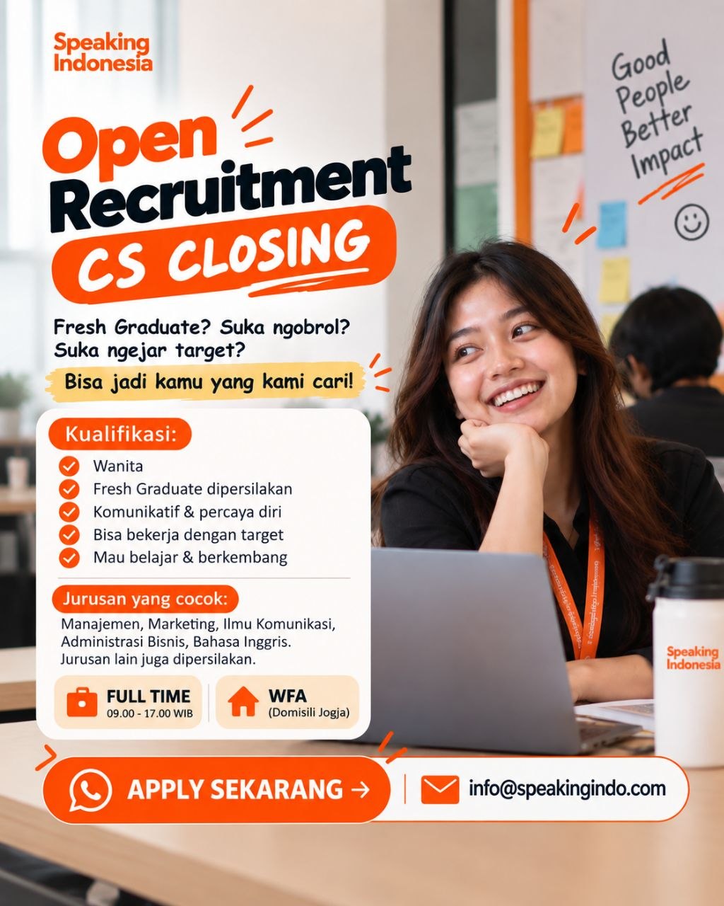 Poster lowongan Speaking Indonesia