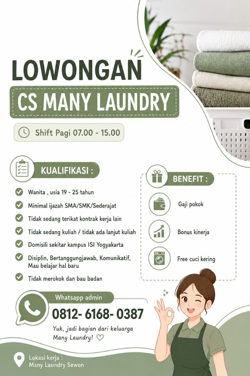 Poster lowongan Many Laundry