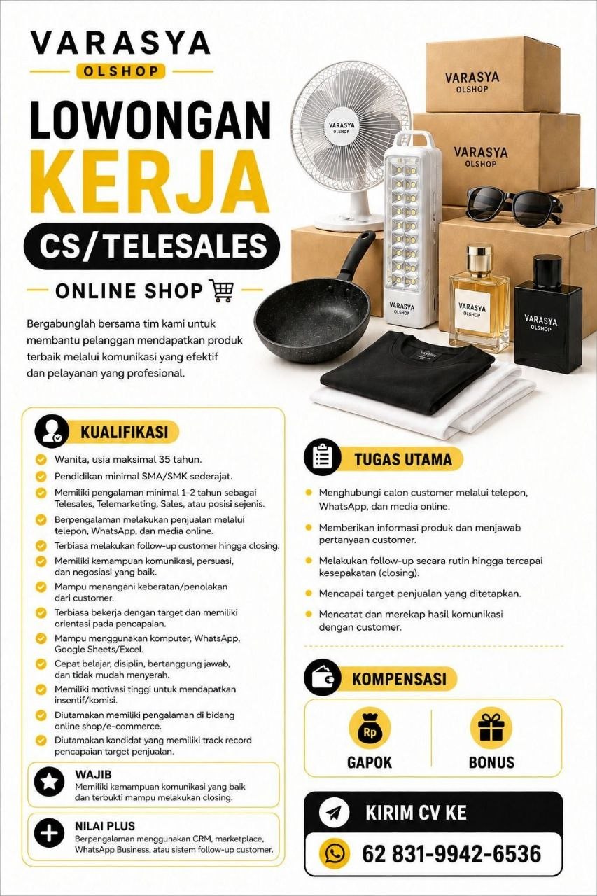 Poster lowongan VARASYA