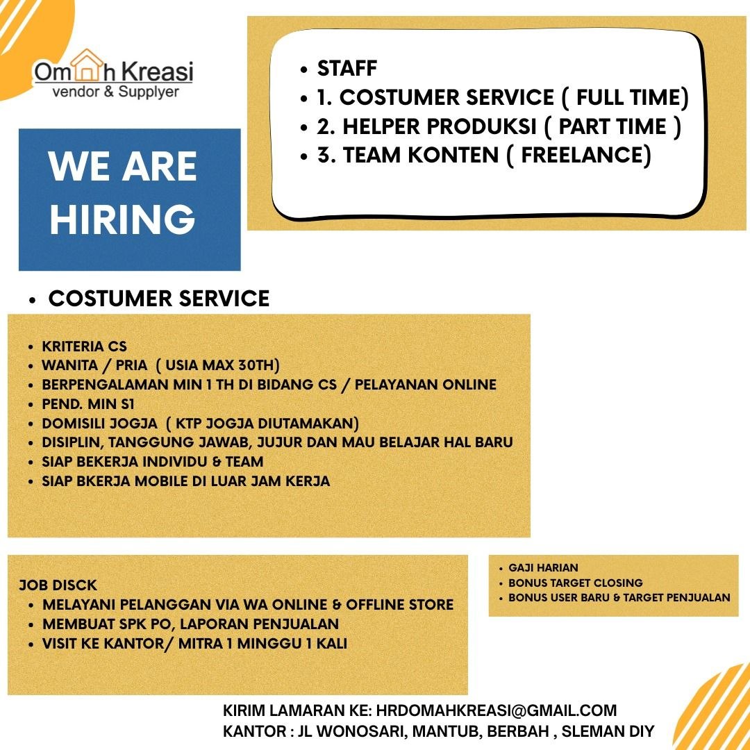 Poster lowongan OMAH KREASI