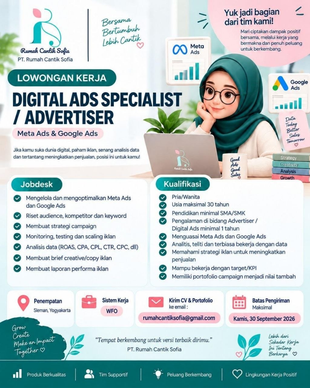 Poster lowongan PT. Rumah Cantik Sofia
