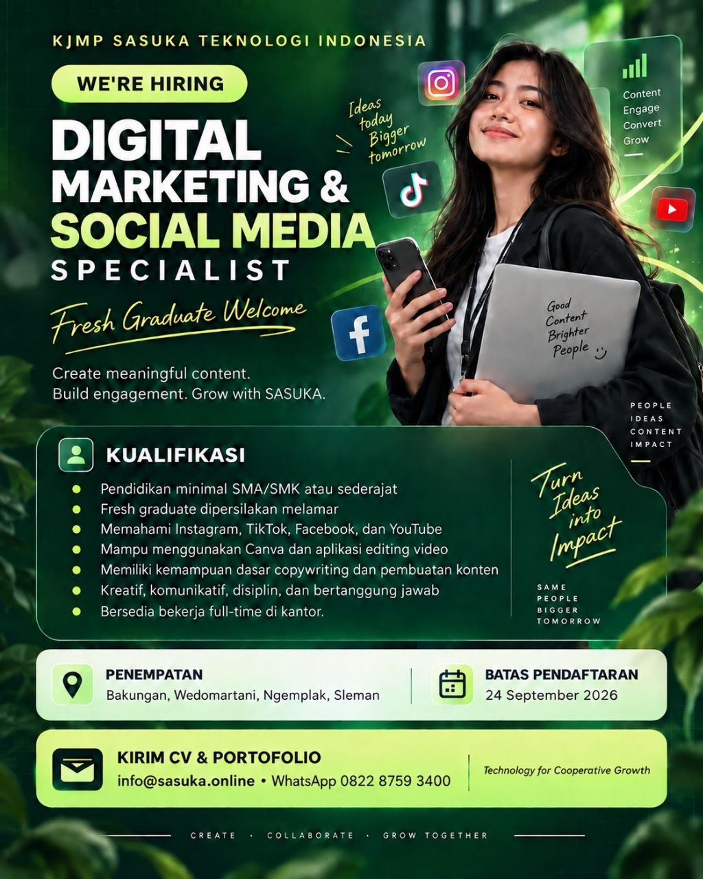 Poster lowongan KJMP SASUKA TEKNOLOGI INDONESIA