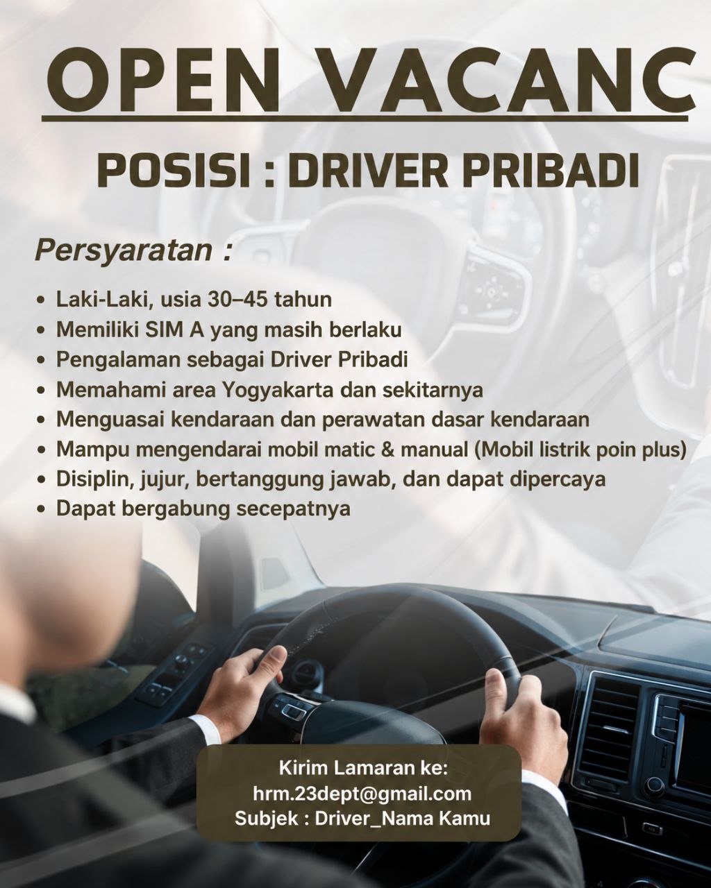 Poster lowongan LOKER JOGJA