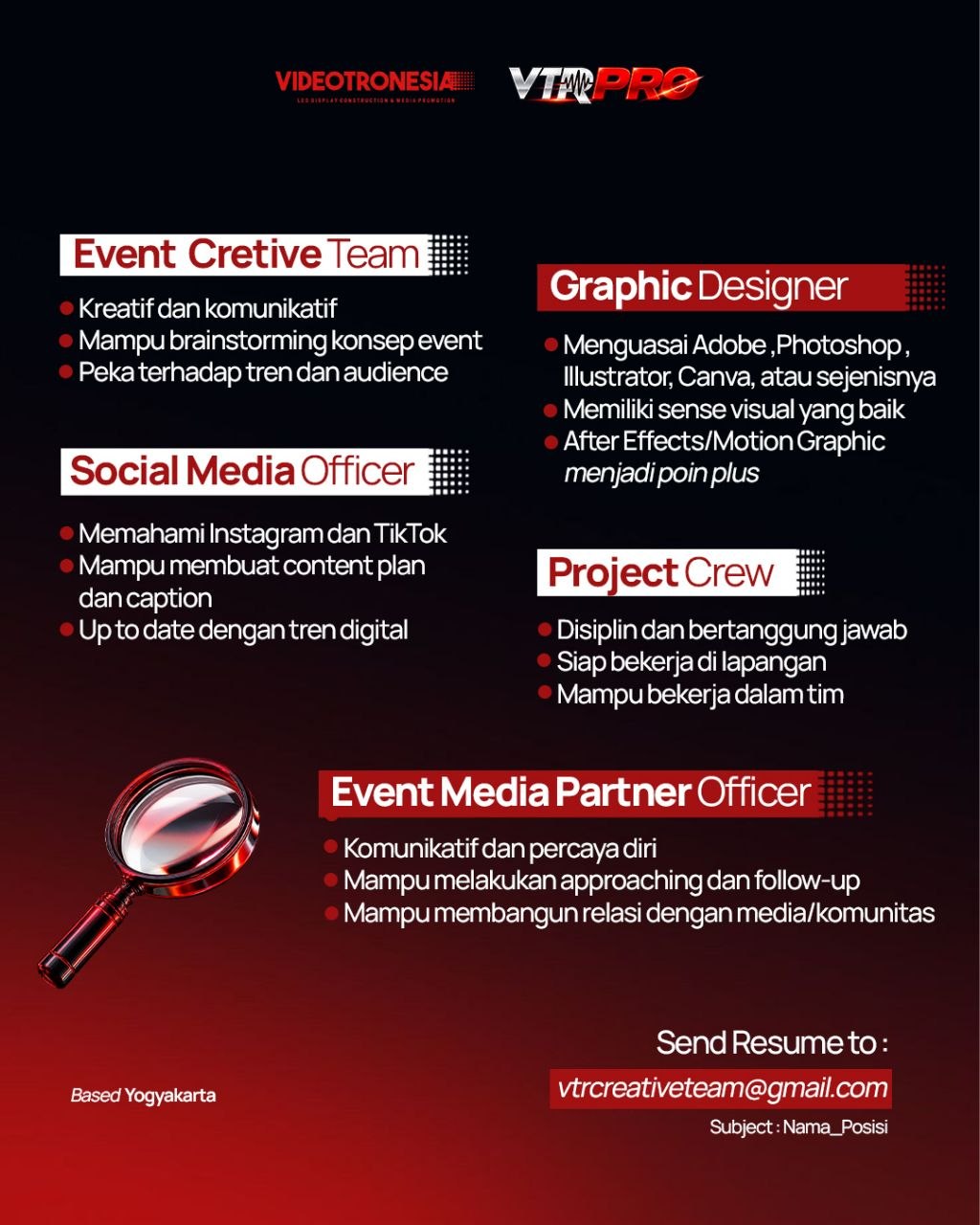 Poster lowongan Videotronesia