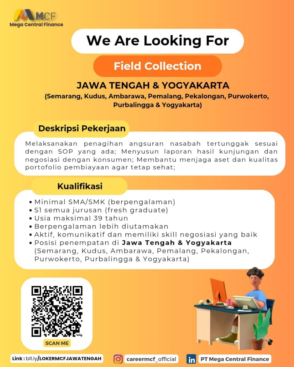Poster lowongan Mega Central Finance