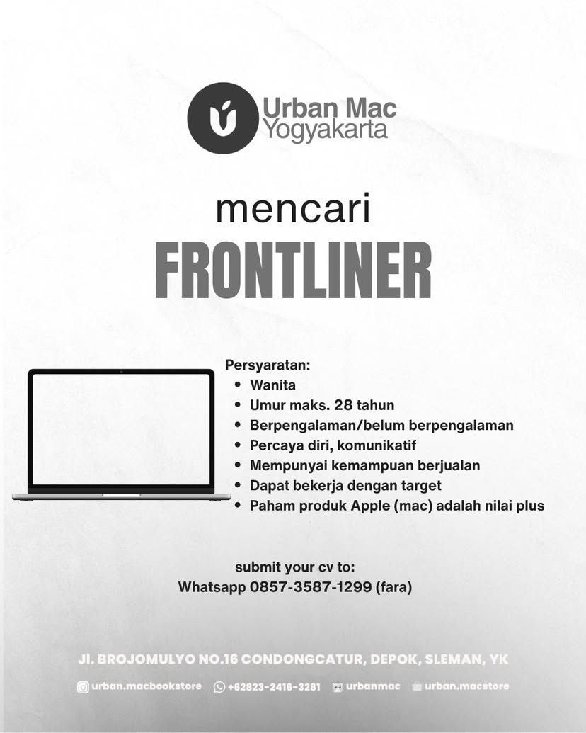 Poster lowongan Urban Mac