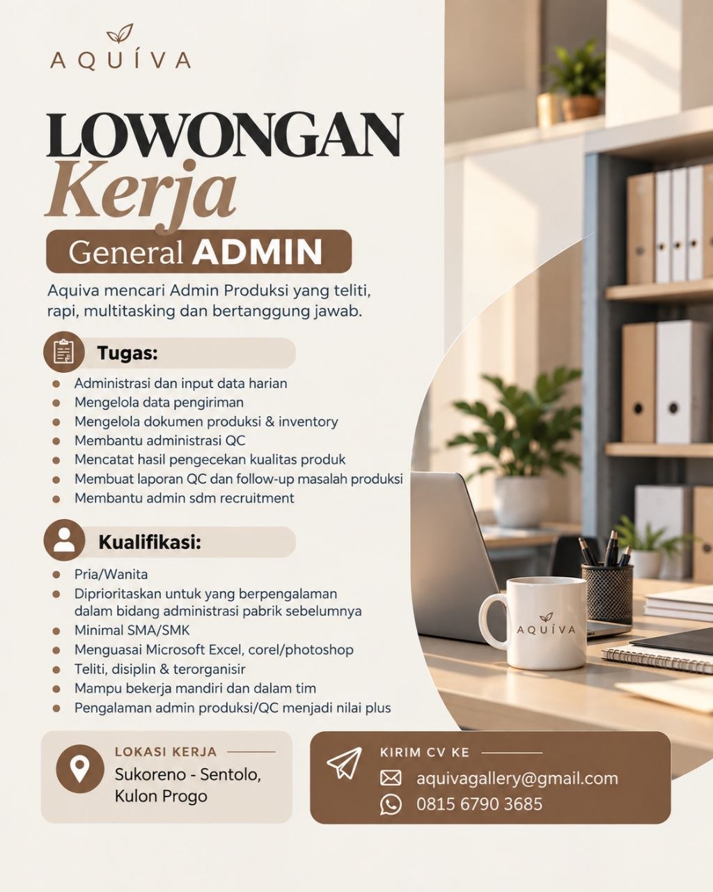 Poster lowongan CV Aquiva