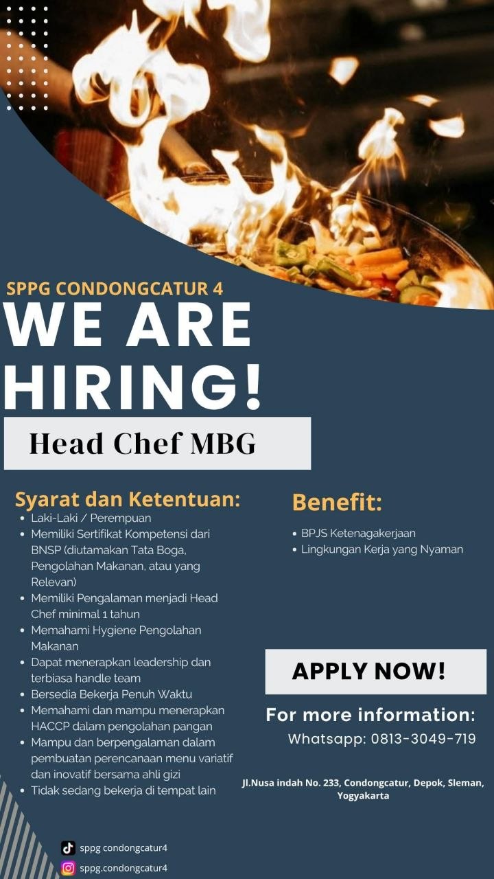 Poster lowongan SPPG CONDONGCATUR 4