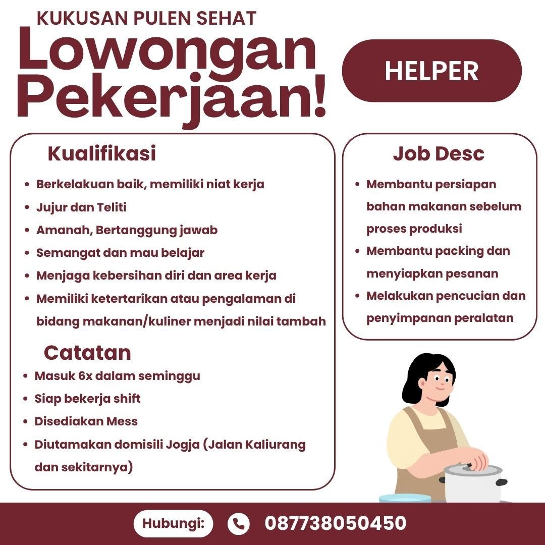 Poster lowongan KUKUSAN PULEN SEHAT