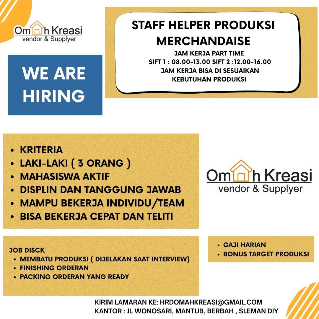 Poster lowongan OMAH KREASI
