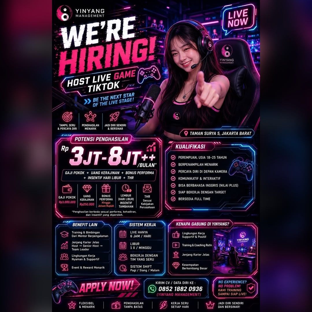 Poster lowongan Yinyang Management