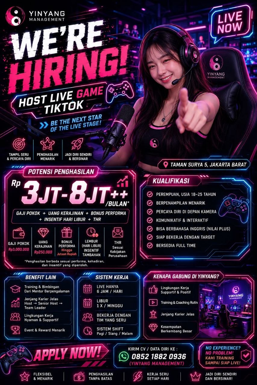 Poster lowongan Yinyang Management