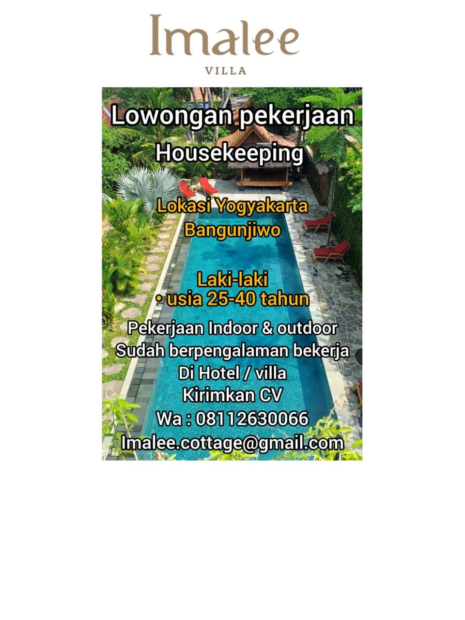 Poster lowongan Imalee Villa
