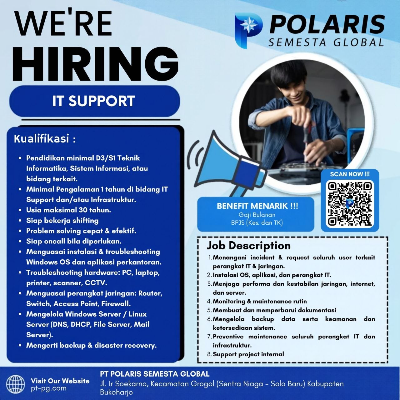 Poster lowongan PT Polaris Semesta Global