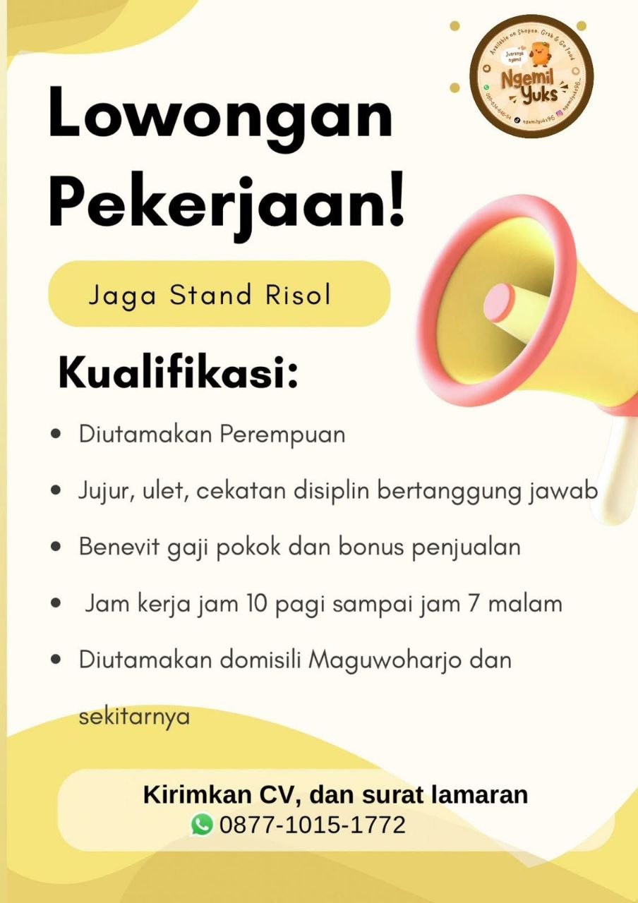 Poster lowongan Ngemil Yuks