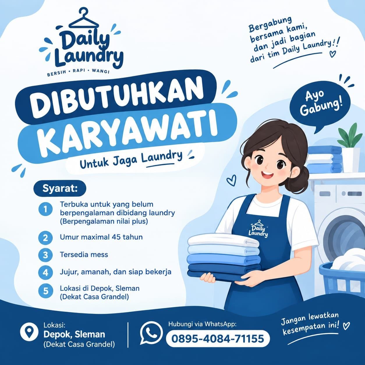 Poster lowongan Daily Laundry