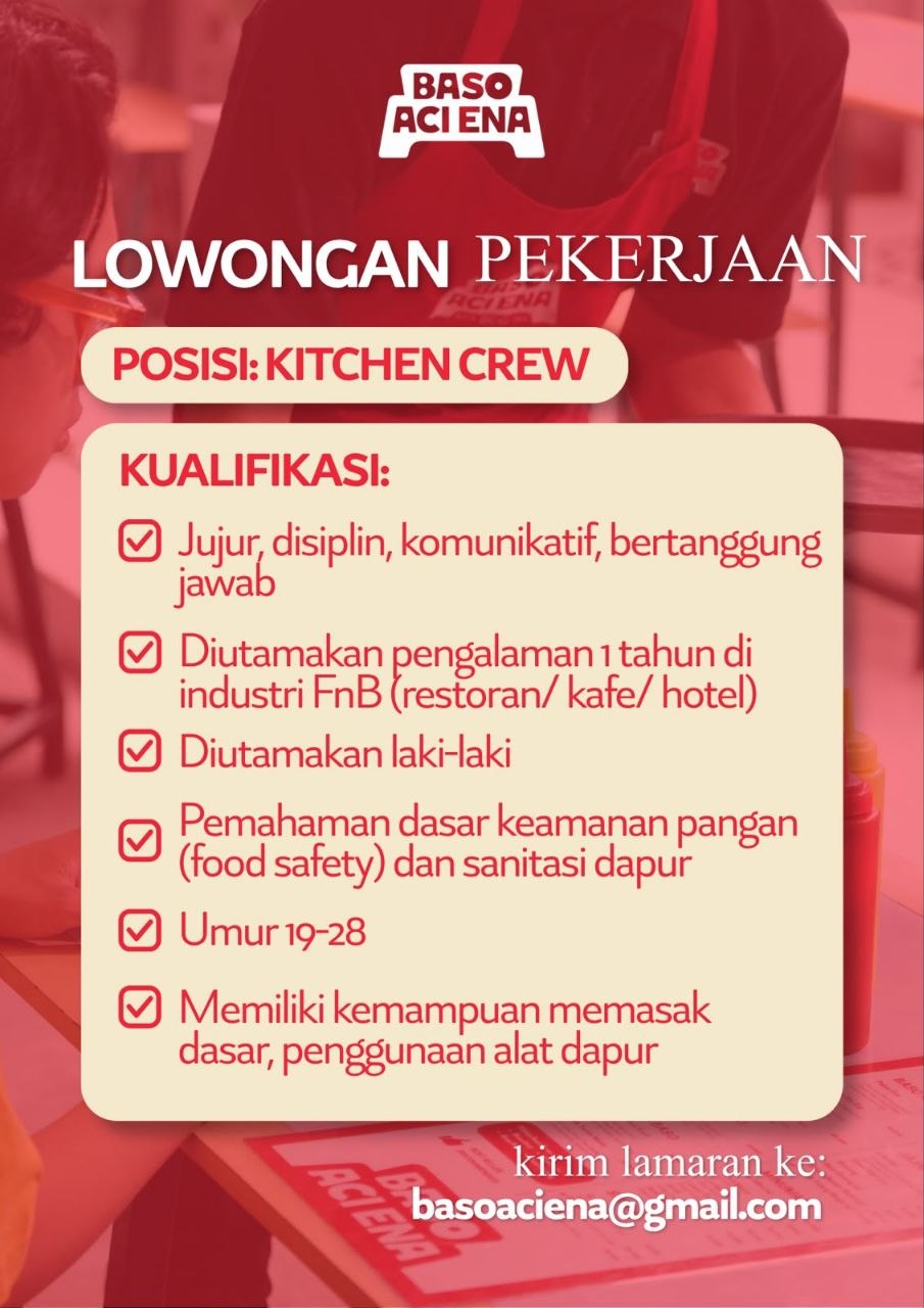 Poster lowongan Baso Aci Ena