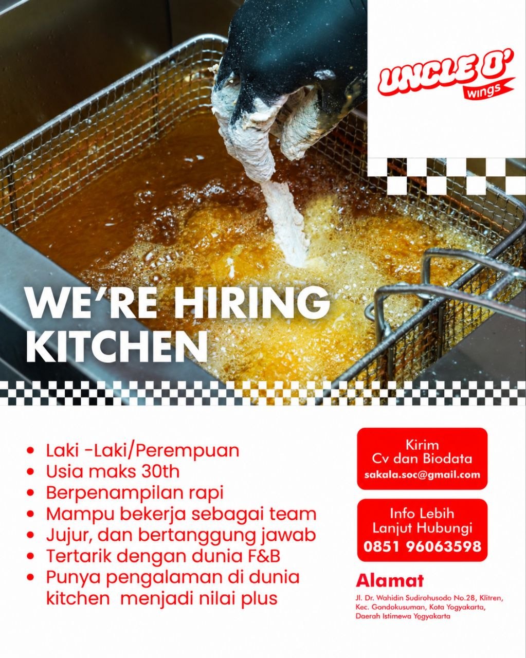 Poster lowongan Uncle O' Wings