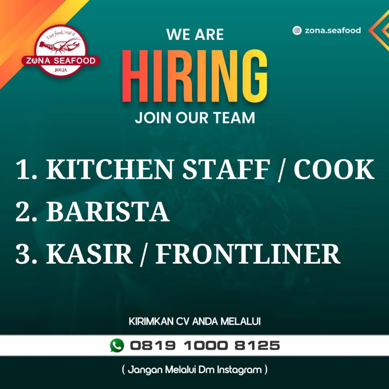 Poster lowongan Zona Seafood