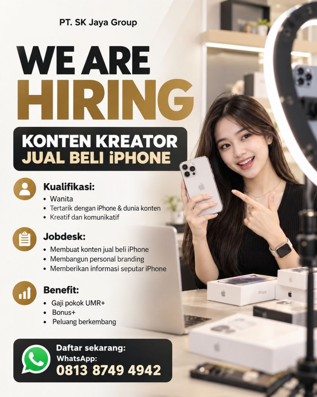 Poster lowongan PT.SK JAYA GROUP