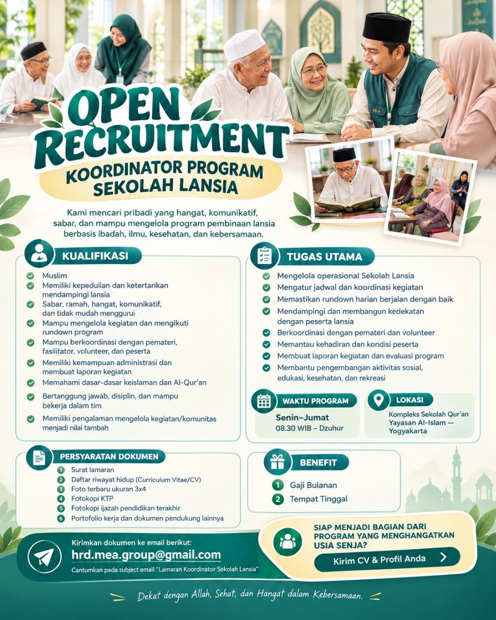 Poster lowongan Yayasan Al-Islam