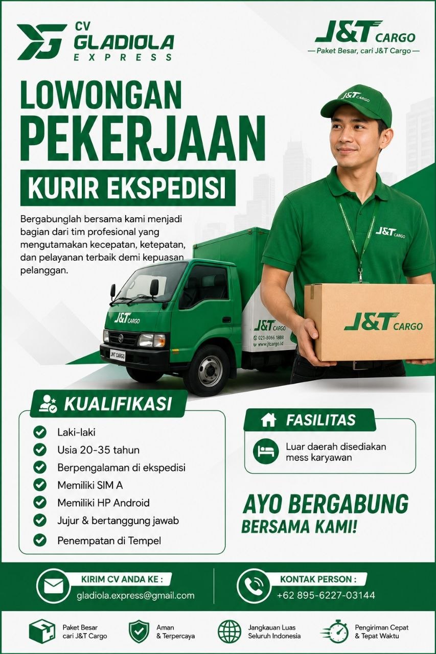 Poster lowongan CV GLADIOLA EXPRESS