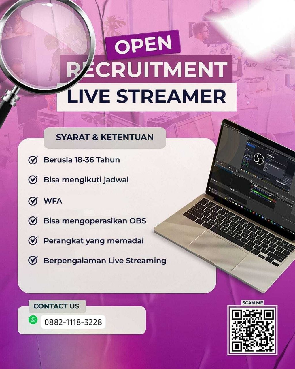 Poster lowongan Tidak tercantum pada informasi lowongan