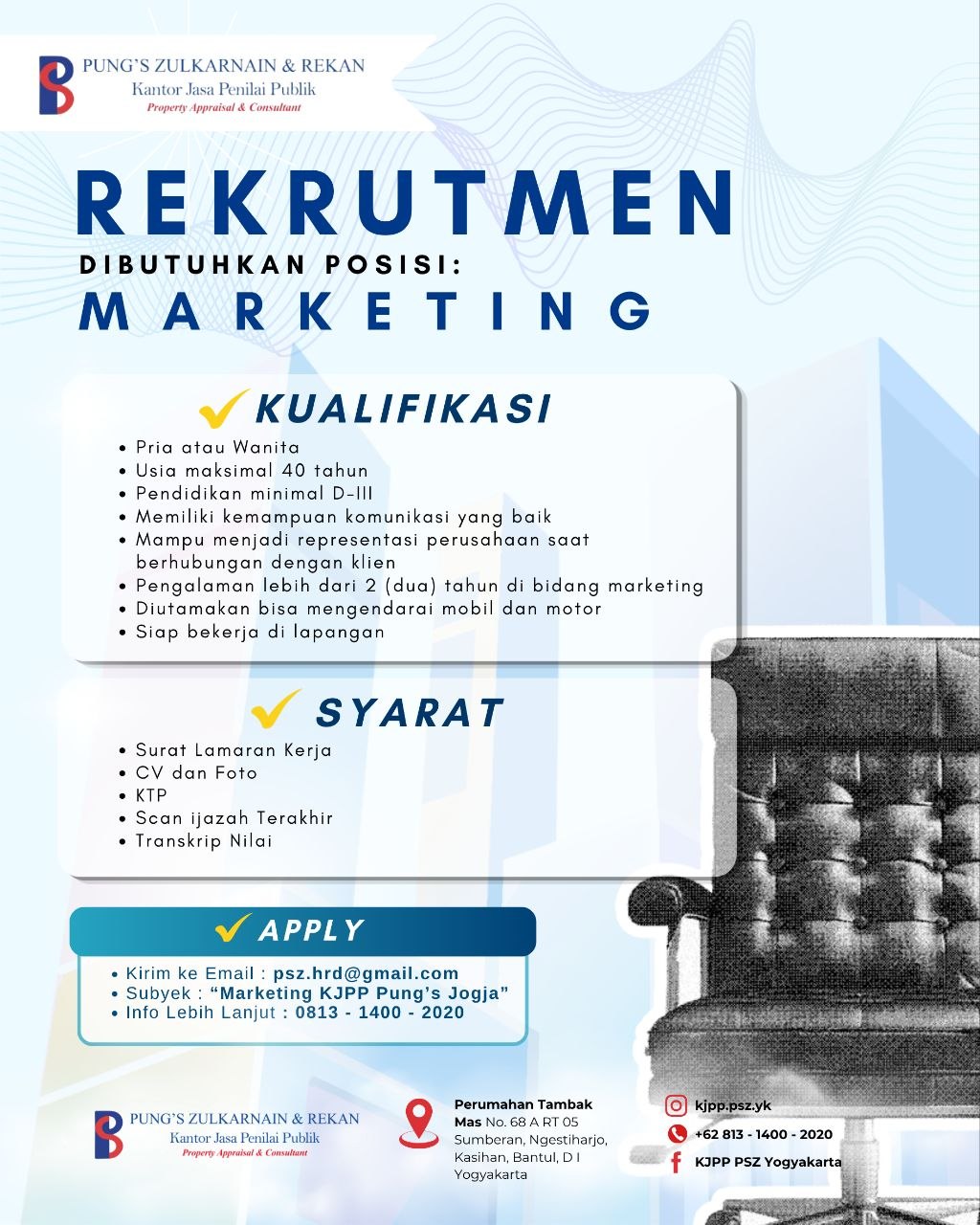 Poster lowongan PUNG'S ZULKARNAIN & REKAN