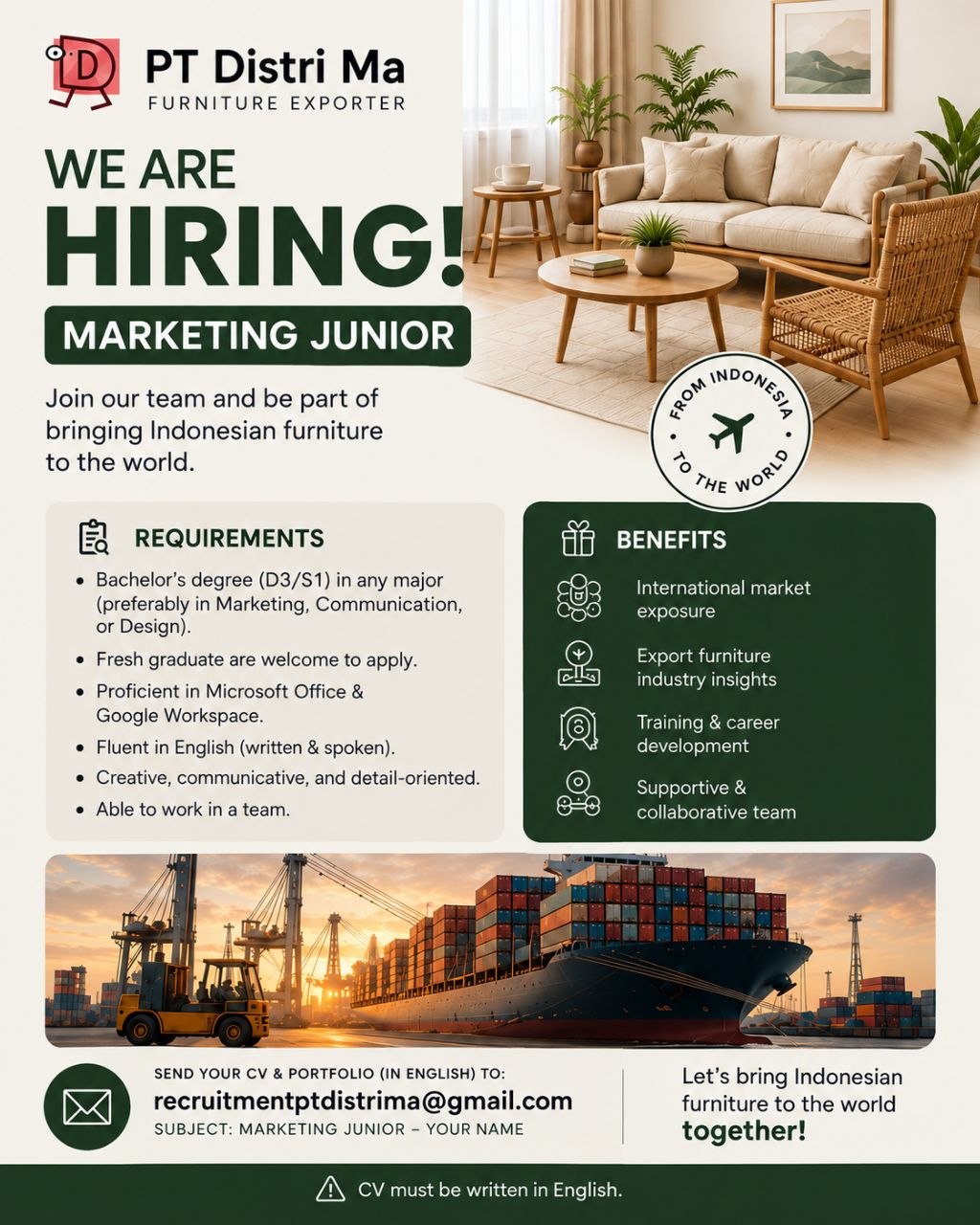 Poster lowongan PT Distri Ma