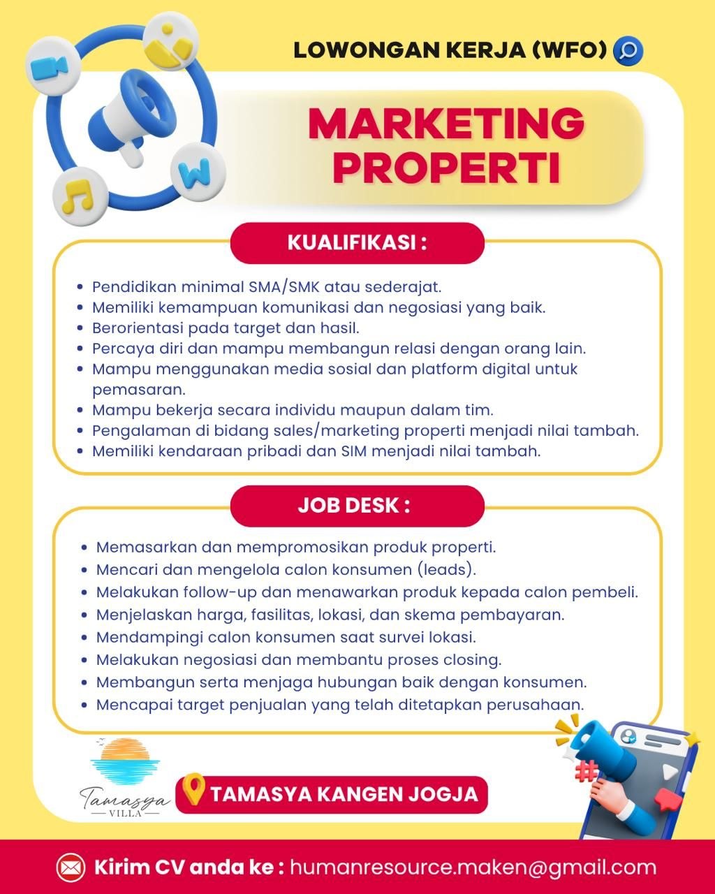 Poster lowongan Tamasya Villa