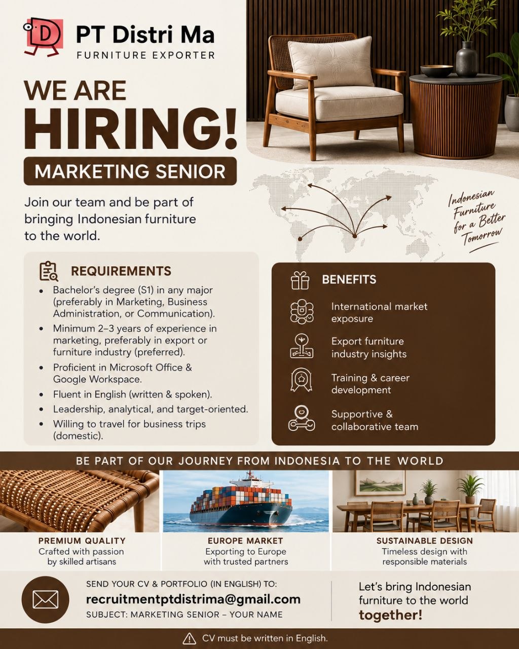 Poster lowongan PT Distri Ma