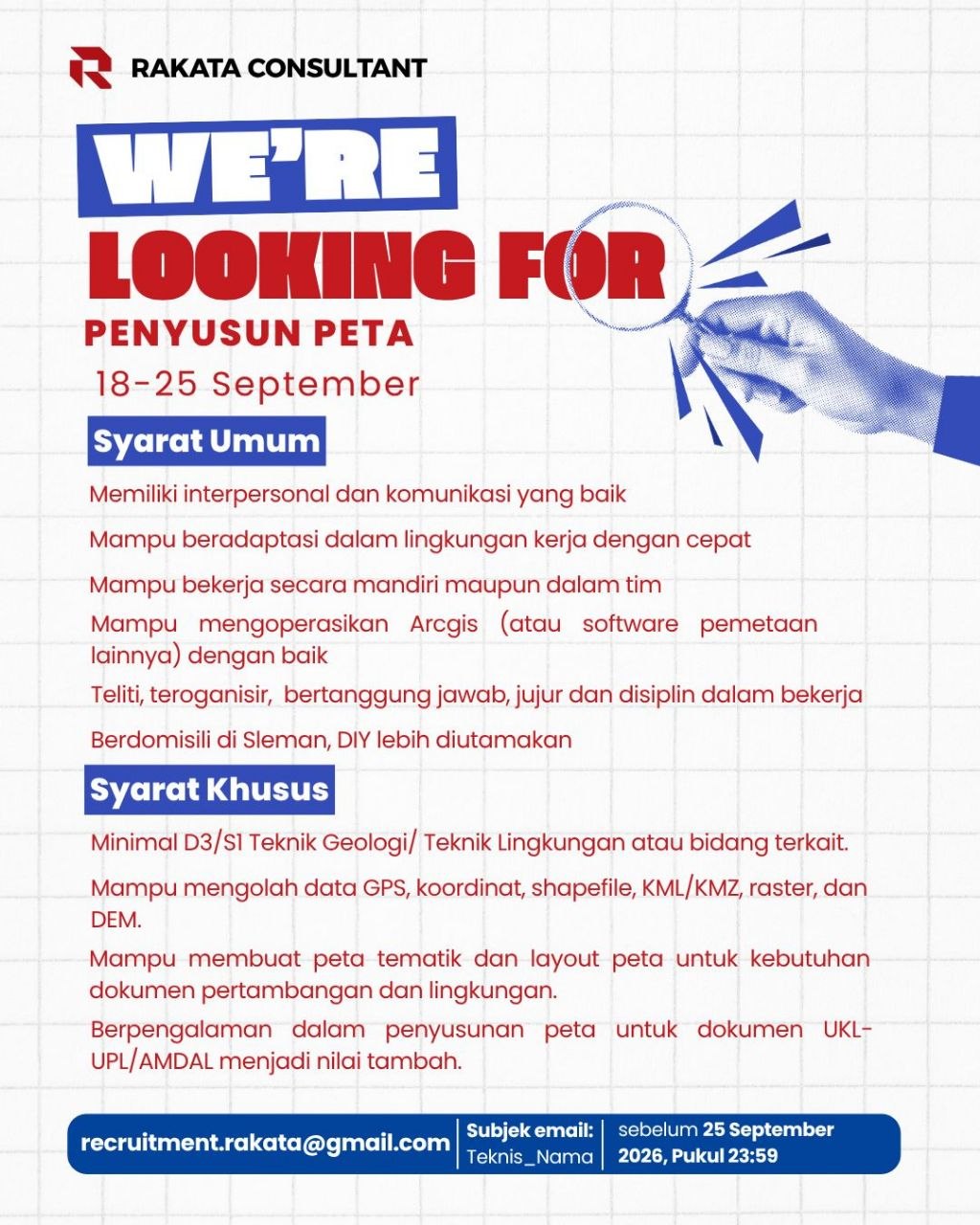 Poster lowongan RAKATA CONSULTANT
