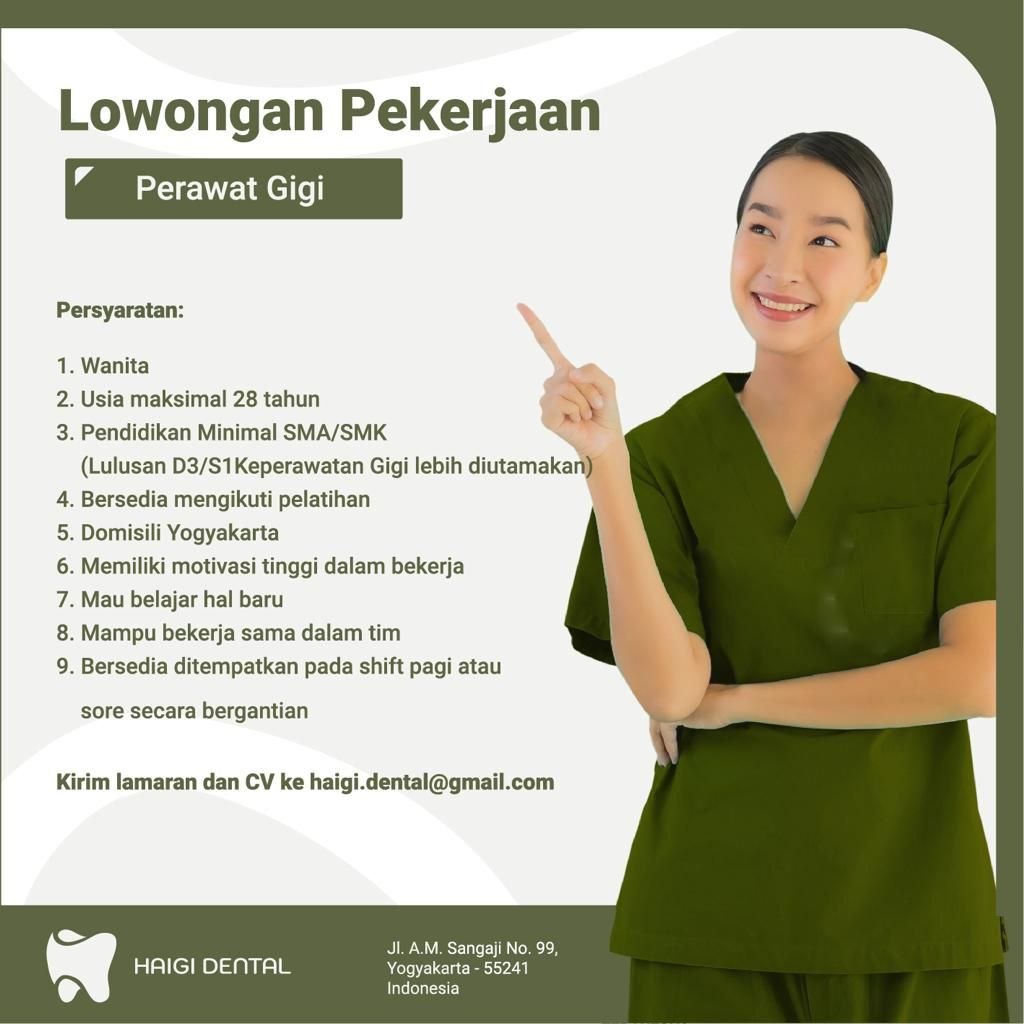 Poster lowongan HAIGI DENTAL