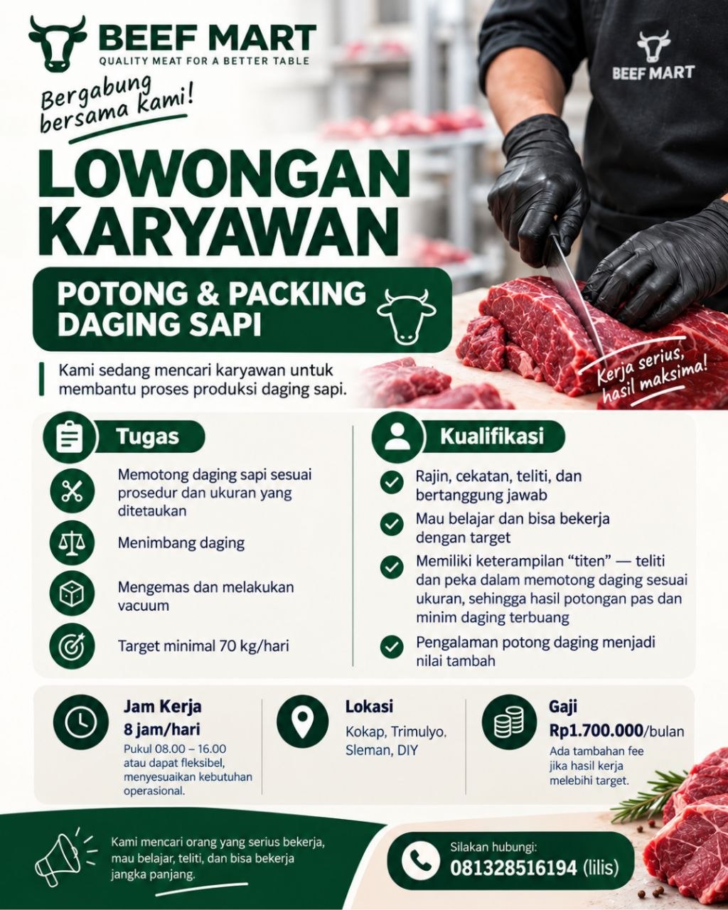 Poster lowongan BEEF MART