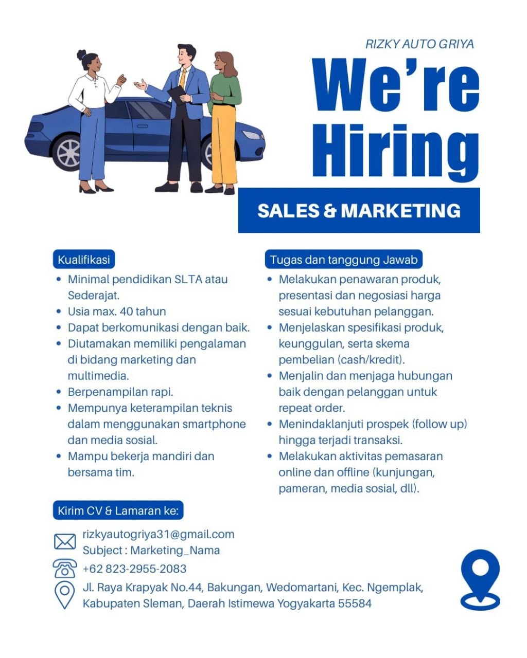 Poster lowongan RIZKY AUTO GRIYA