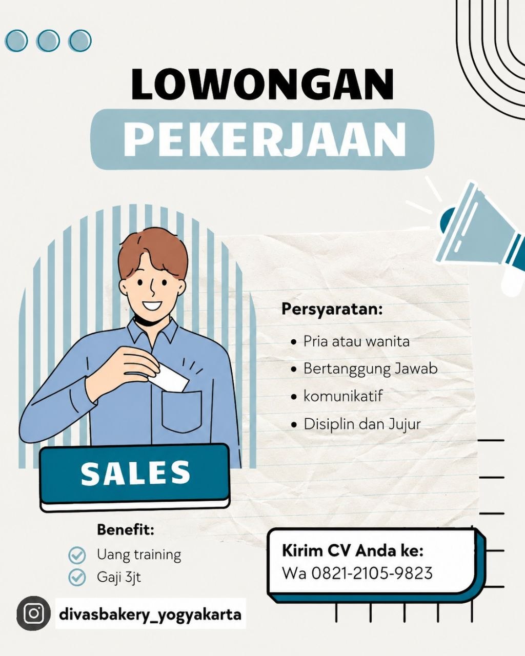 Poster lowongan Divas Bakery