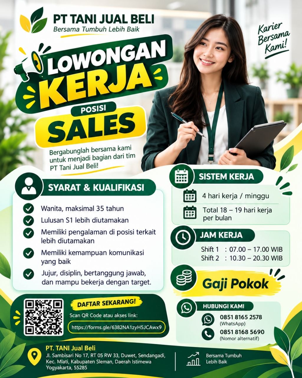Poster lowongan PT TANI JUAL BELI