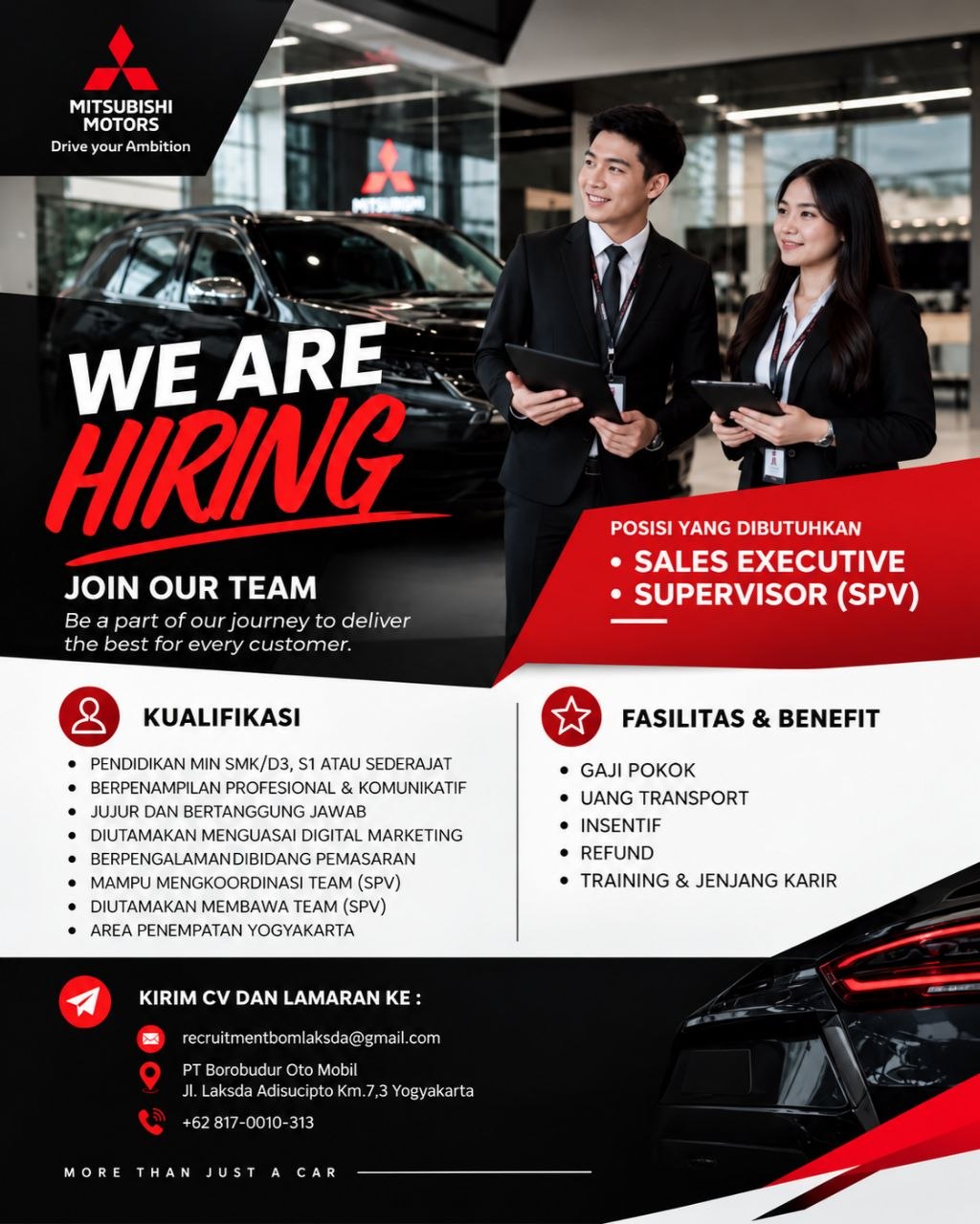 Poster lowongan PT Borobudur Oto Mobil