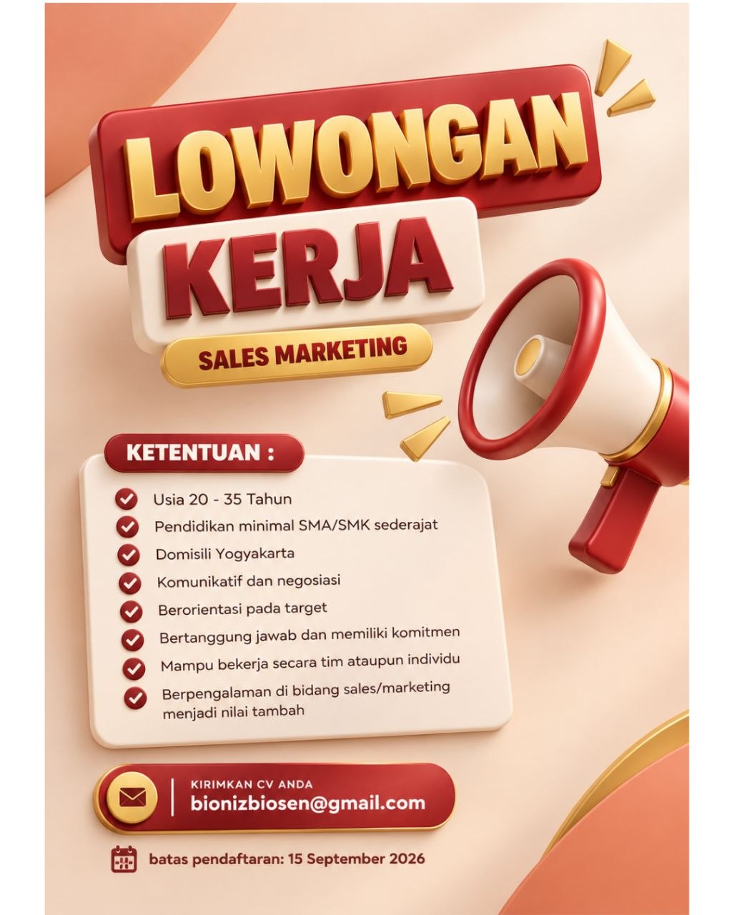 Poster lowongan Bionizbiosen