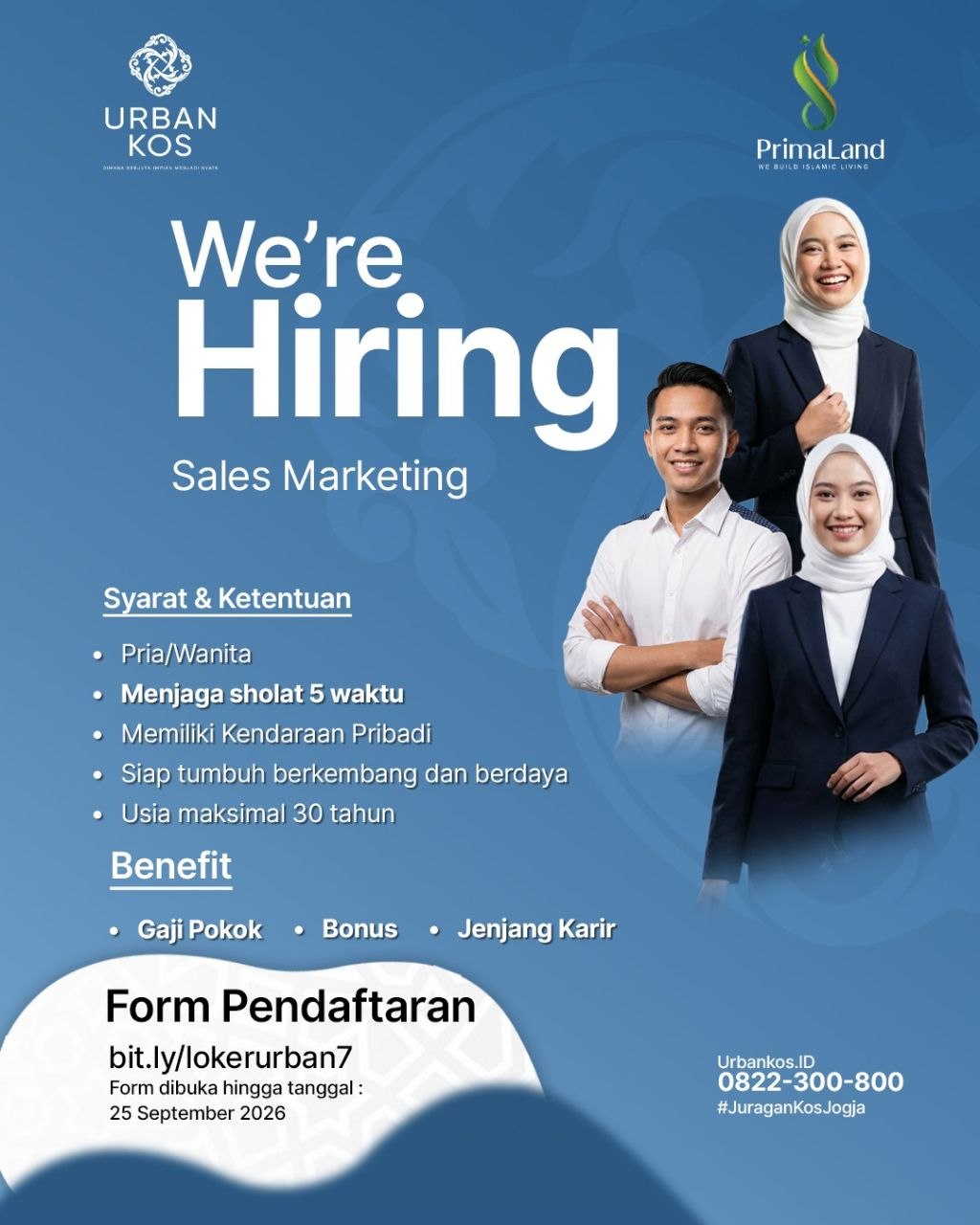Poster lowongan Urban Kos & PrimaLand
