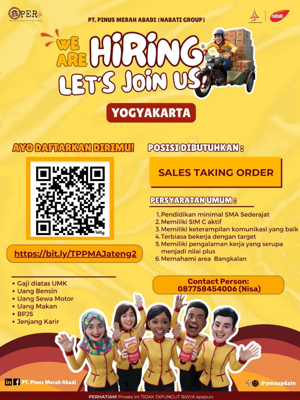 Poster lowongan PT. Pinus Merah Abadi