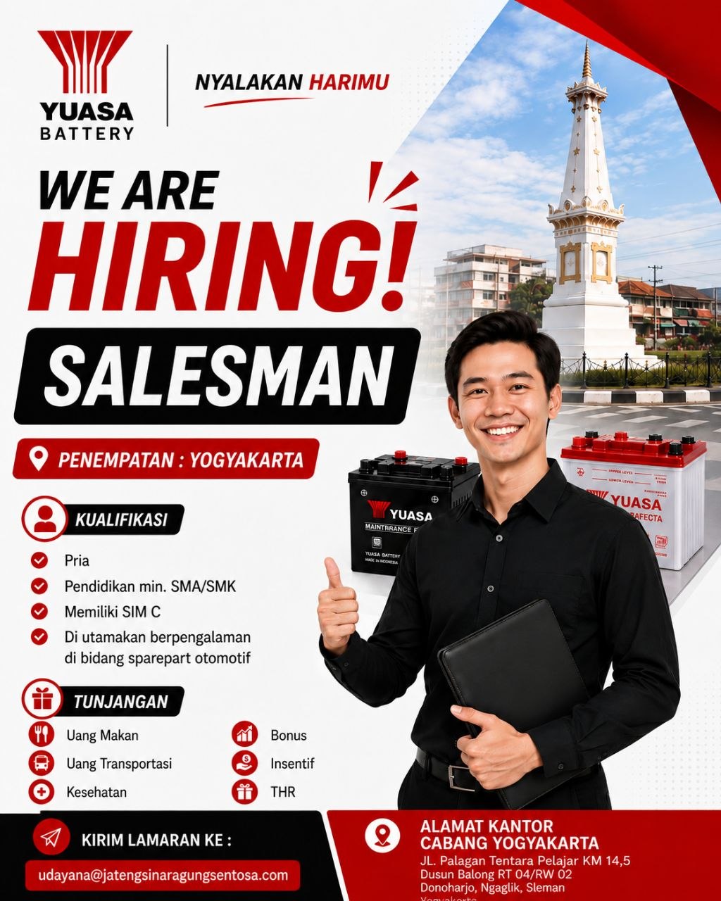Poster lowongan YUASA BATTERY