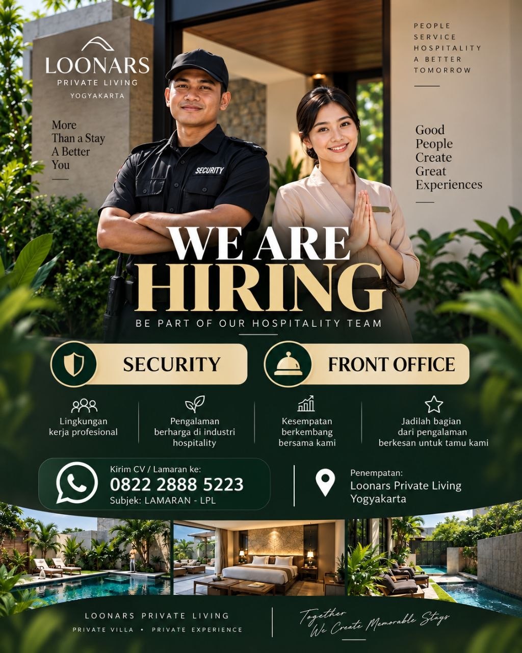 Poster lowongan Loonars Private Living