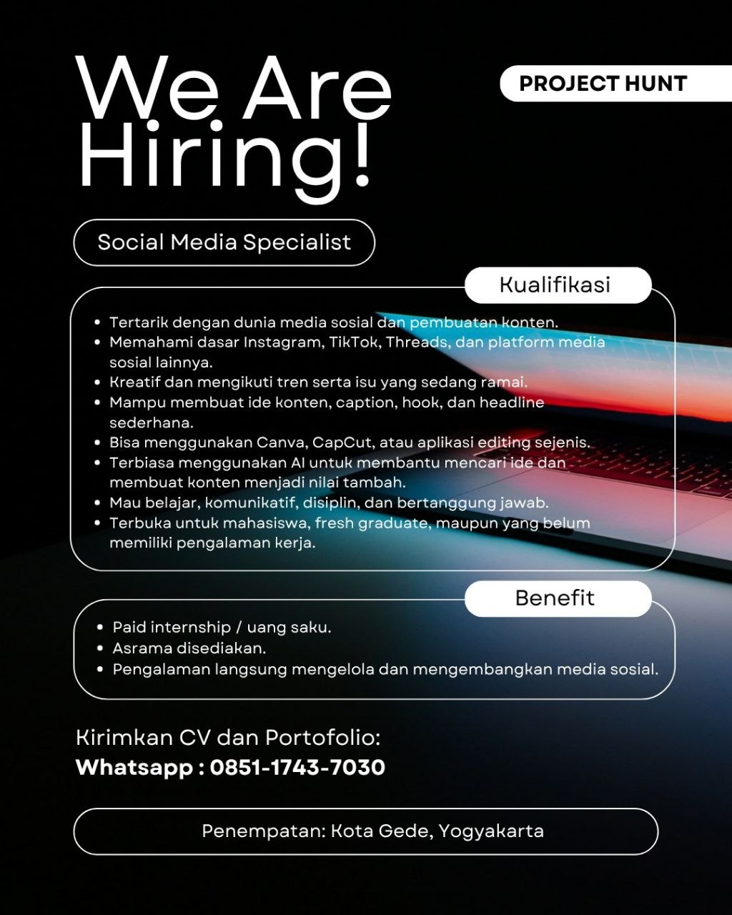 Poster lowongan Project Hunt