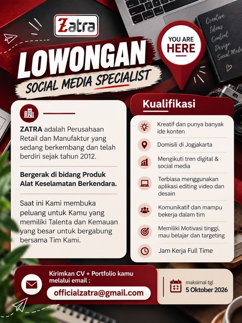 Poster lowongan ZATRA