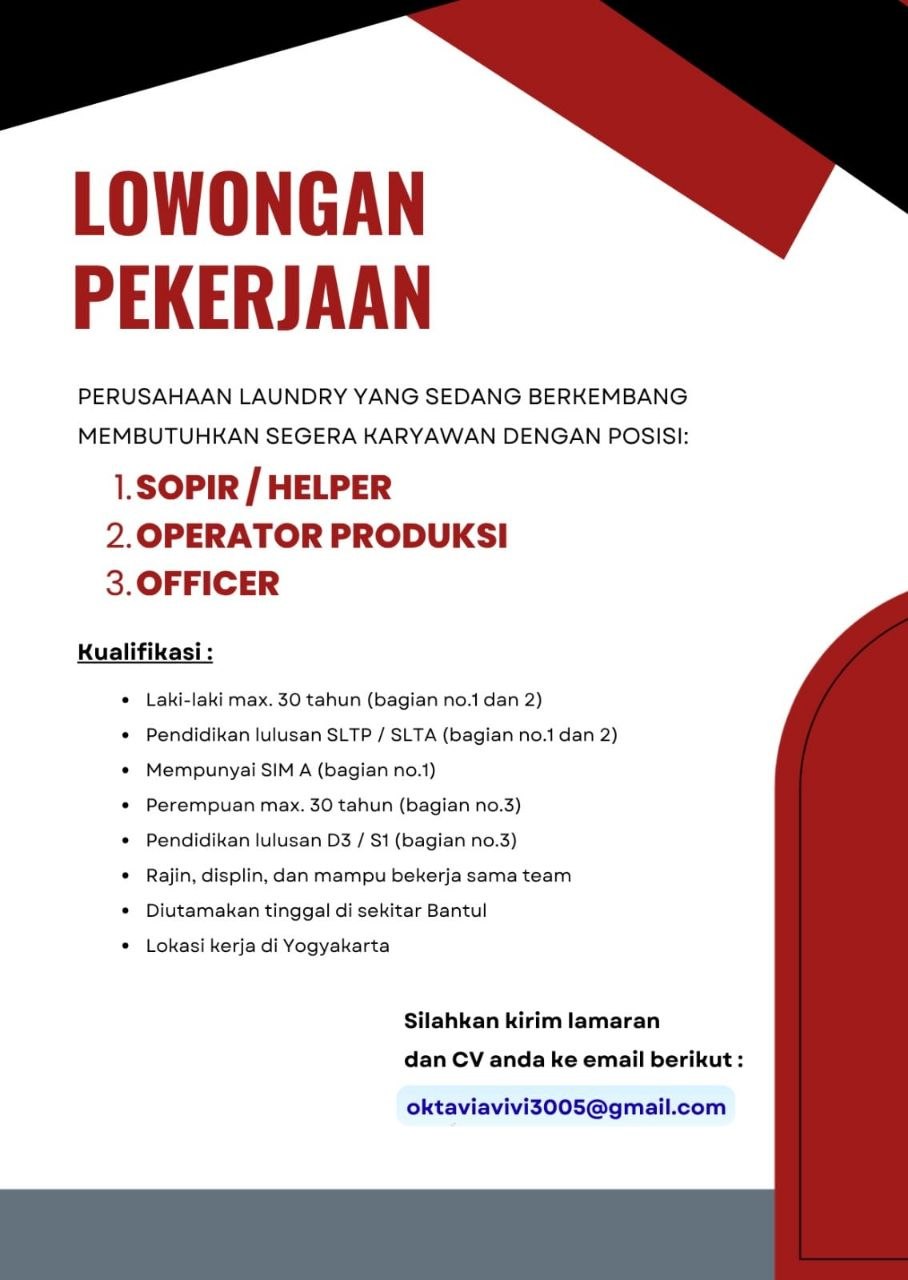 Poster lowongan LOKER JOGJA